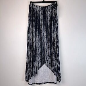 Loveappella Wrap Skirt Small Petite A Line Hi Low Blue Knit Madyson Midi Y2K 90s
